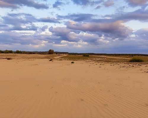 Pustynia Błędowska z lotu ptaka, nieopodal Jurajskich Jurt w Golczowicach