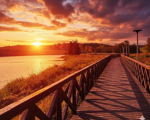 Kładka wzdłuż zalewu Wolbromskiego.